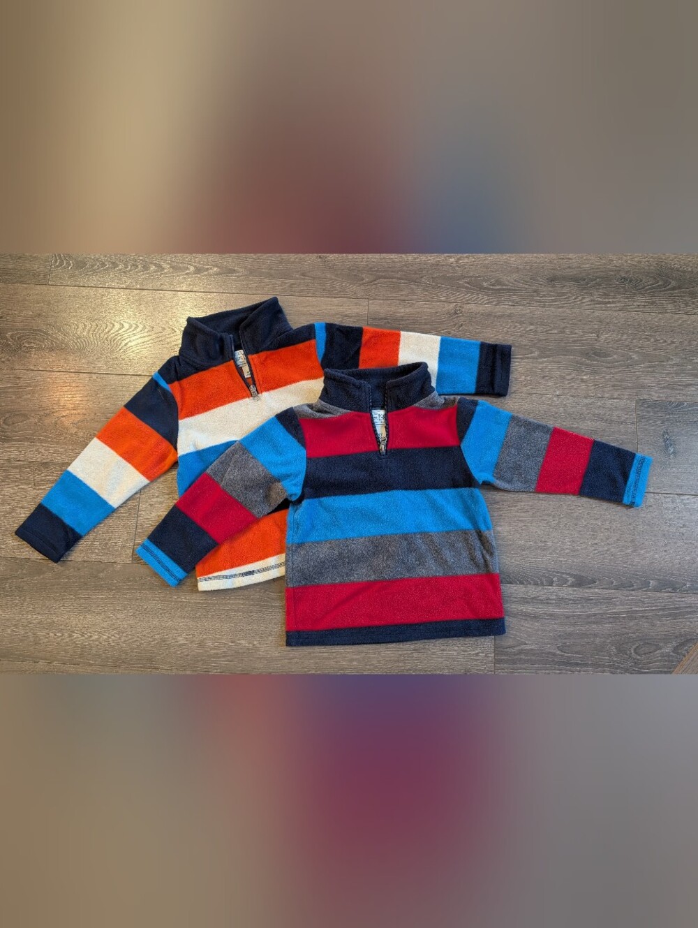 Kids Striped Half-Zip Pullovers (Set Of 2)